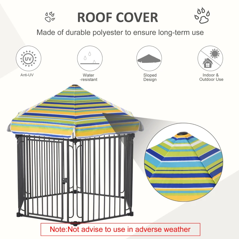PawHut Heavy-Duty Outdoor Pet Cage Kennel w/ Weather-Resistant Polyester Roof Locking Door Metal Frame 119H x 122L x 105Wcm