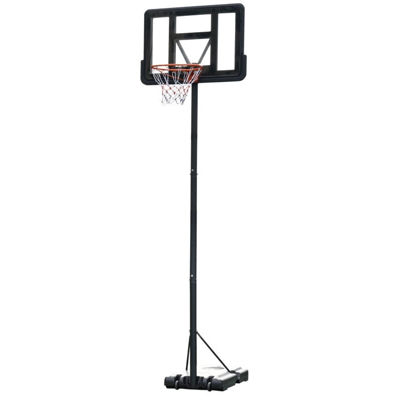 HOMCOM Portable Freestanding Basketball Hoop Stand Transparent Backboard 231-305cm Adjustable Basketball Hoop with Two Moving Wheels For Adult Outdoor & Indoor Use