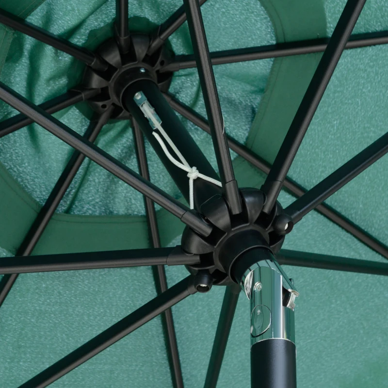 Outsunny 2.7m Patio Umbrella Garden Parasol Outdoor Sun Shade Table Umbrella with Tilt, Crank, 8 Ribs, Ruffles, Green