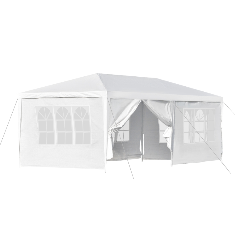 Outsunny 6 x 3(m) Gazebo Canopy Party Tent with 4 Removable Side Walls for Outdoor Event with Windows and Doors, White