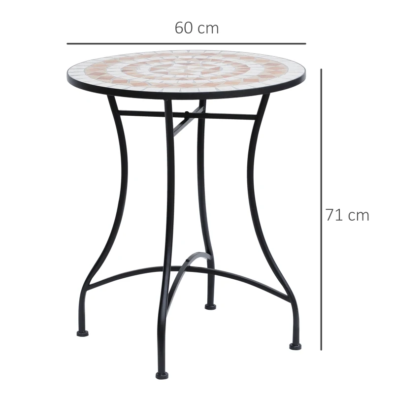 OUTSUNNY 60cm Mosaic Round Bistro Table Side Bar Table Patio Garden Outdoor Balcony Furniture