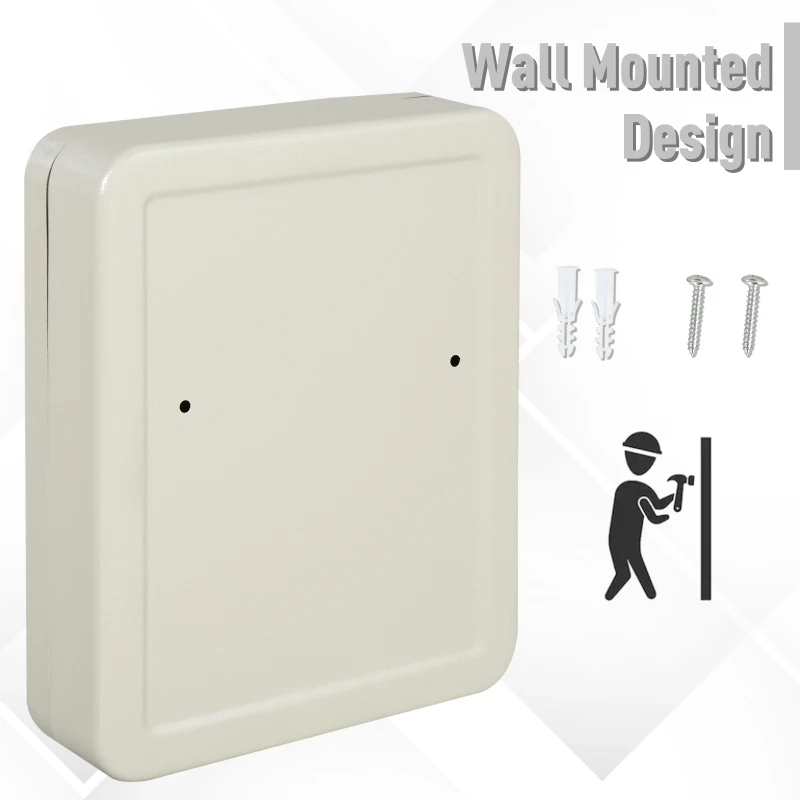 HOMCOM 93 Key Steel Wall Mount Lockable Key Organizer Storage Cabinet with Key Tags, Beige
