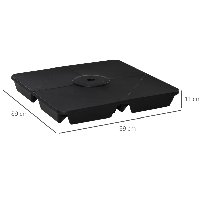 Outsunny Set of 4 Parasol Base Weights, Sand Filled Umbrella Base for Banana Hanging and Cantilever Umbrella Parasol Up to 80kg, Black