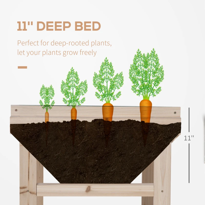 Outsunny Raised Garden Bed, Wooden Elevated Planter Box for Backyard, Patio to Grow Vegetables, Herbs, and Flowers, 108.5cmx60cmx80cm