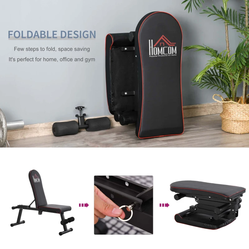 HOMCOM Multifunctional Sit Up Dumbbell Lifting Weight Bench Adjustable Foldable Exercise for Home, Office and Gym, Black(m-6)