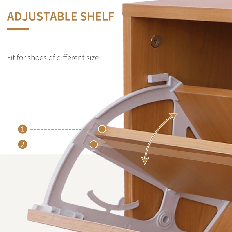 HOMCOM Entryway Coat and Shoe Rack, 6 Hooks Coat Rack Mirror Shelves Chest Multiple Clothes Hangers Organiser Oak