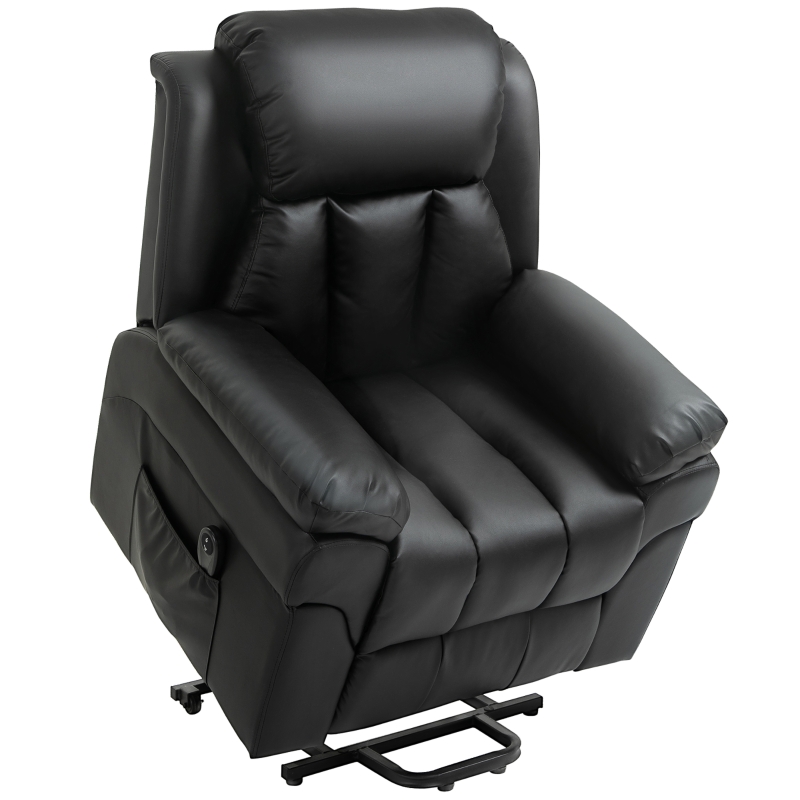 HOMCOM Faux Leather Power Lift Reclining Armchair - Black