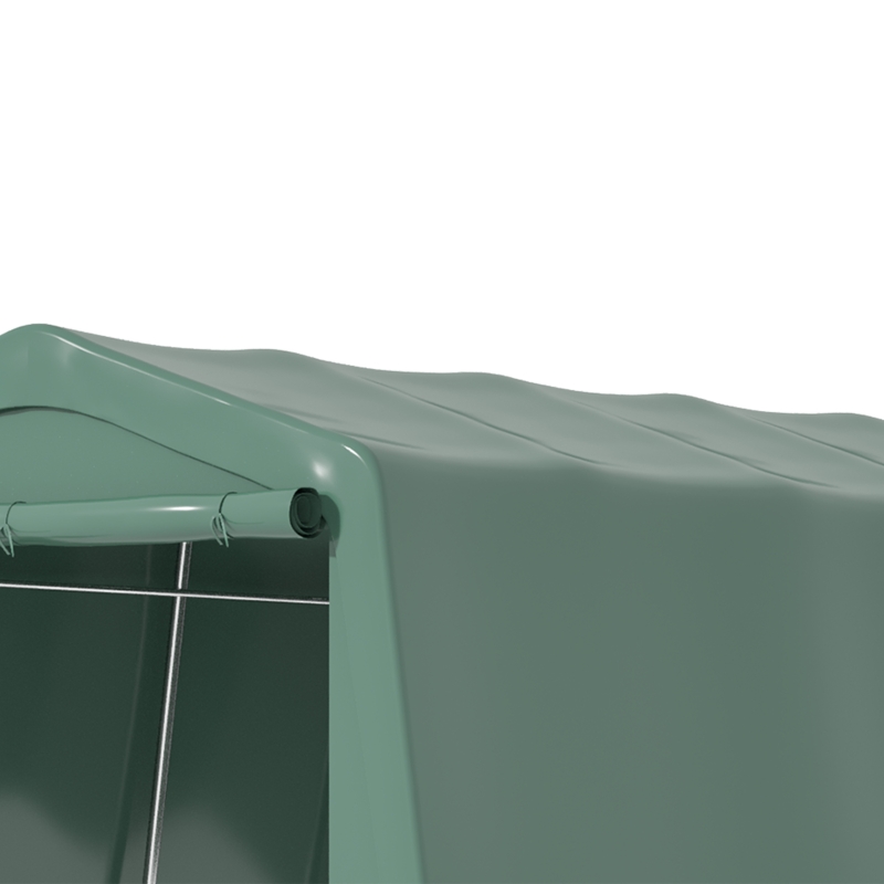 Outsunny Carport 6m x 3m, cort de depozitare pentru gradina, din PVC anti-UV si usi duble cu fermoar