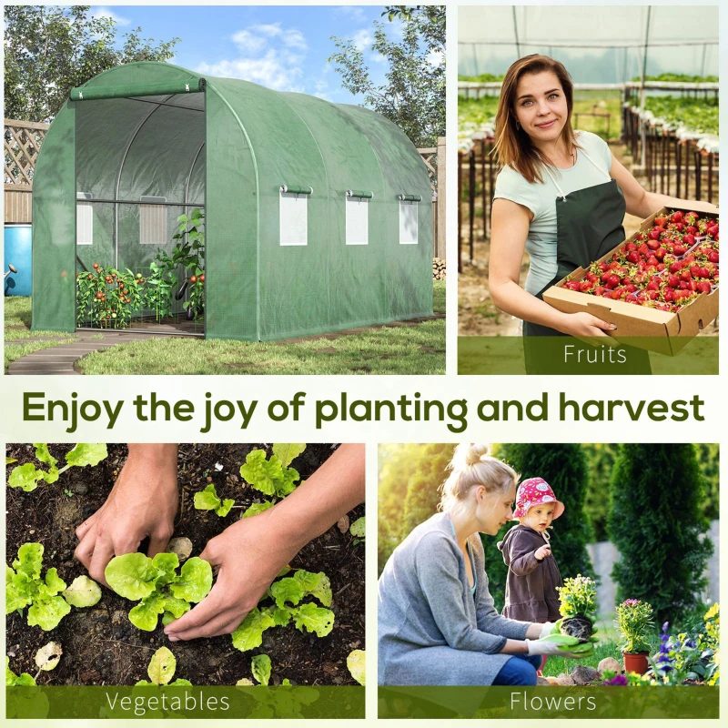 Outsunny Walk in Polytunnel Outdoor Garden Greenhouse with Windows and Door (3 x 2M)
