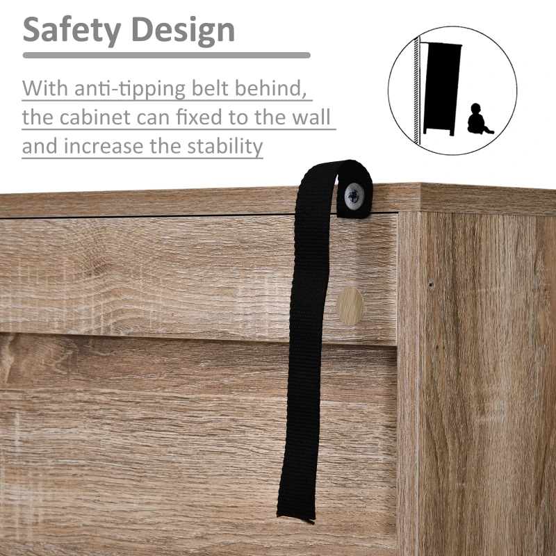 HOMCOM Freestanding Storage Cabinet w/ Wood Legs 5 Compartments Cupboard Home Office Organisation Stylish Bedroom Hallway Furniture 60L x 30W x 121H cm - White