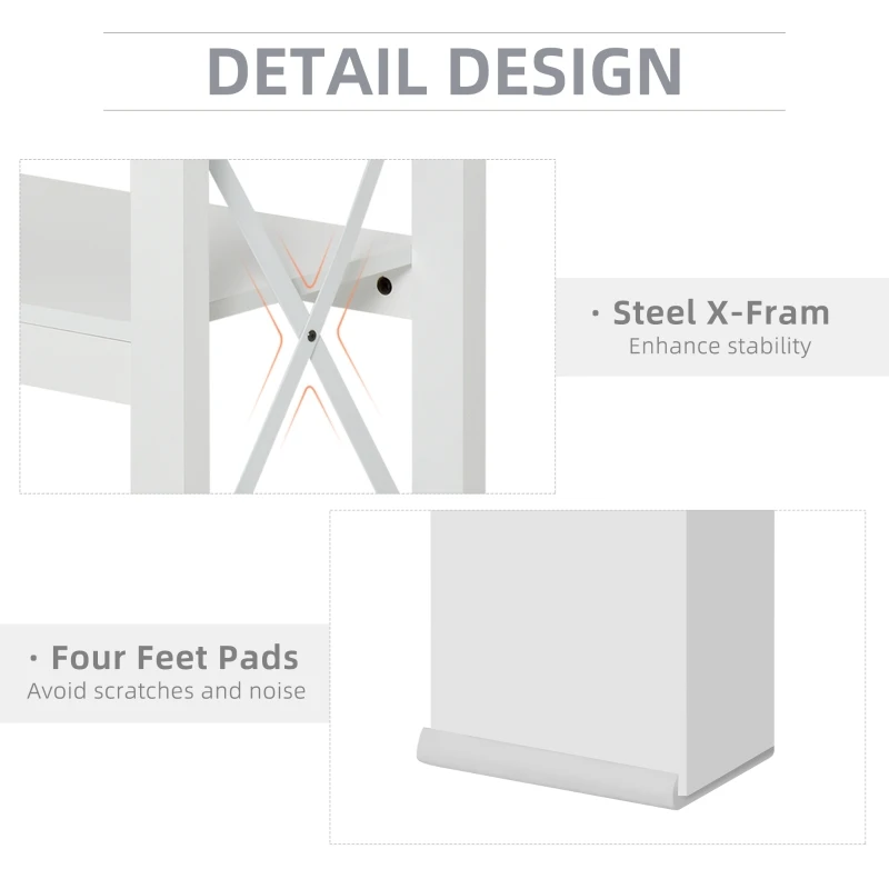 HOMCOM Entryway Console Sofa Table with 2 Drawers and Storage Shelves,Steel X-Frame, White