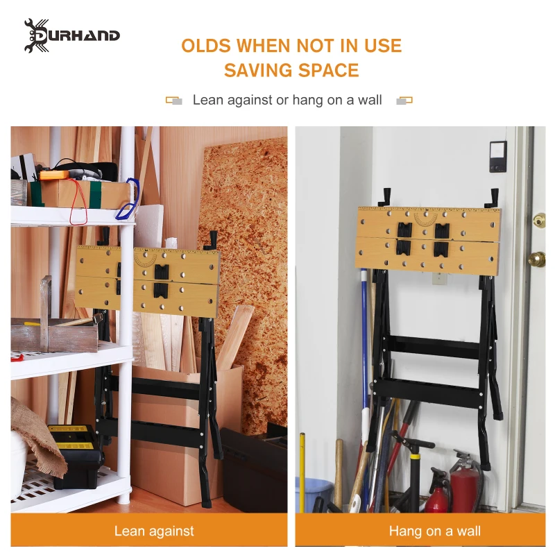 Durhand Foldable Portable Work Bench Clamping Style 70kg Steel Wood Cutting