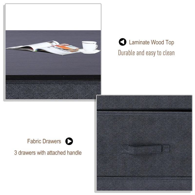 HOMCOM Fabric Dresser Organizer with 4 Drawers Steel Frame Wood Top Storage Tower