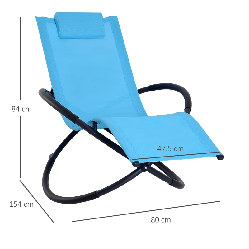 Outdoor Orbital Lounger Zero Gravity Patio Chaise Foldable Rocking Chair w/ Pillow