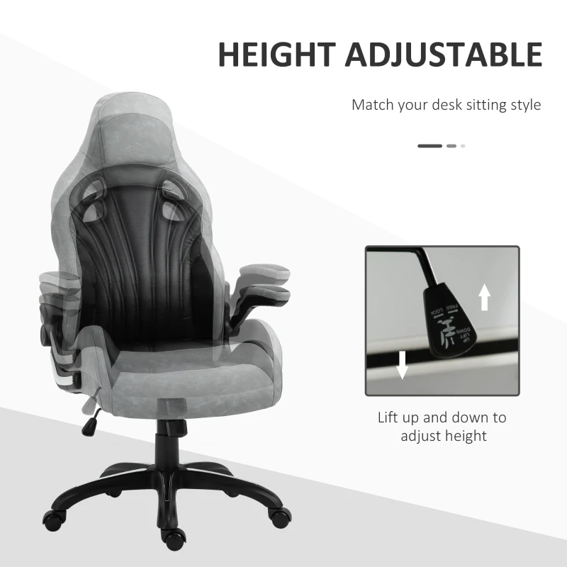 Vinsetto High-Back Gaming Office Chair Ergonomic Swivel Racing Computer Chair with Flip-up Armrests and Adjustable Height