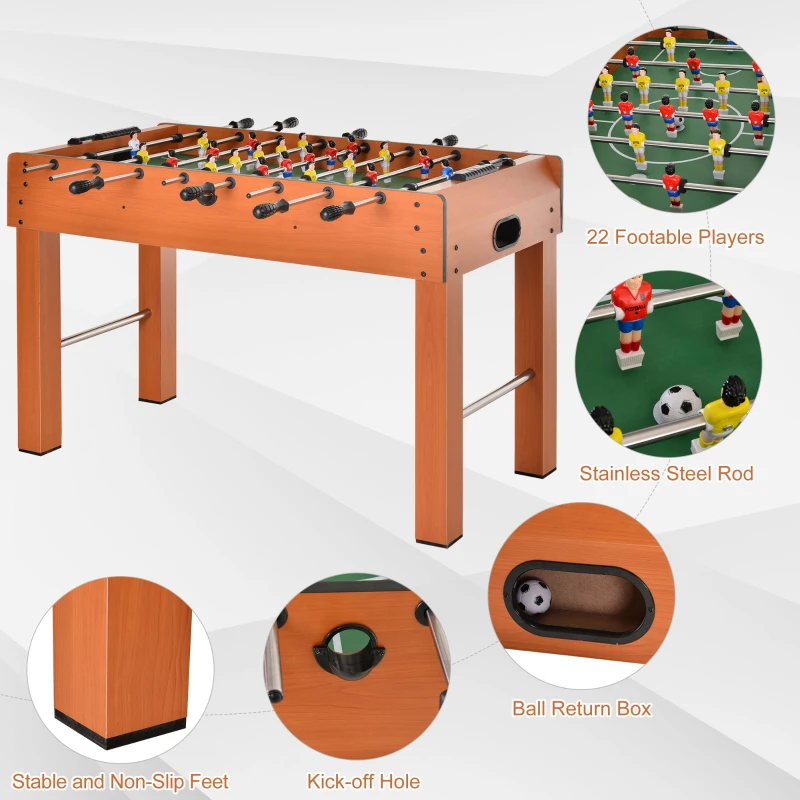 HOMCOM 1.2m/48" Wooden Soccer Foosball Table Heavy Duty for Arcades ,Pub, Game Room,8 Rods,2 Balls
