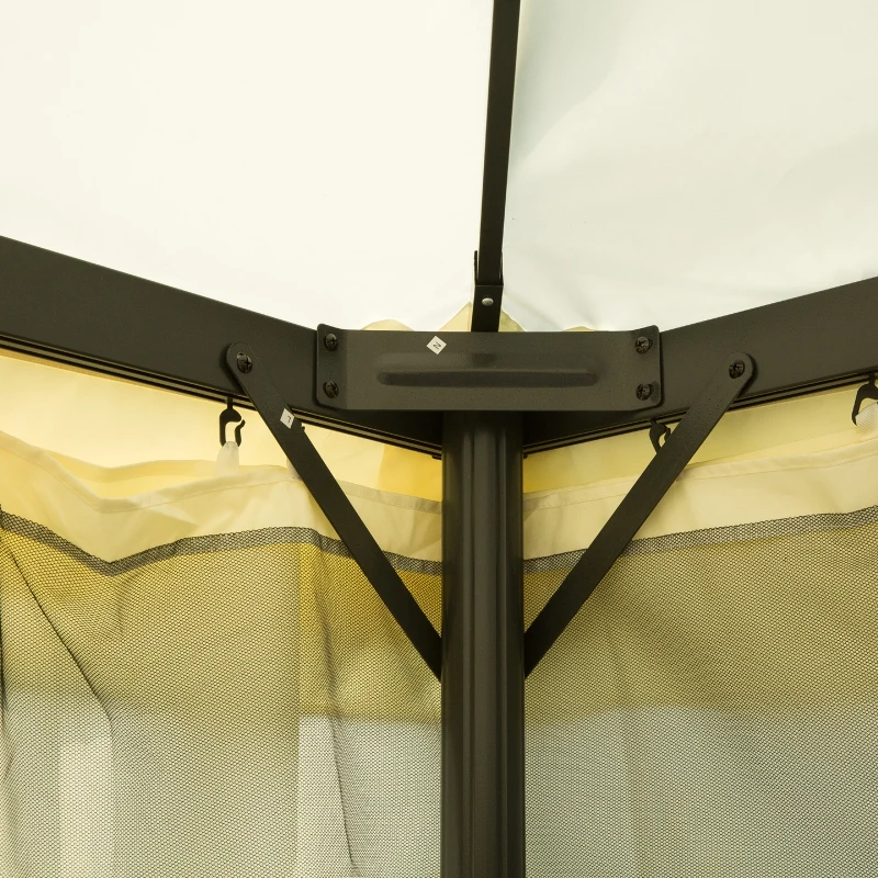 OUTSUNNY 10x13ft Aluminum Frame Gazebo Canopy Double Tier Garden Shelter with Netting and Curtains