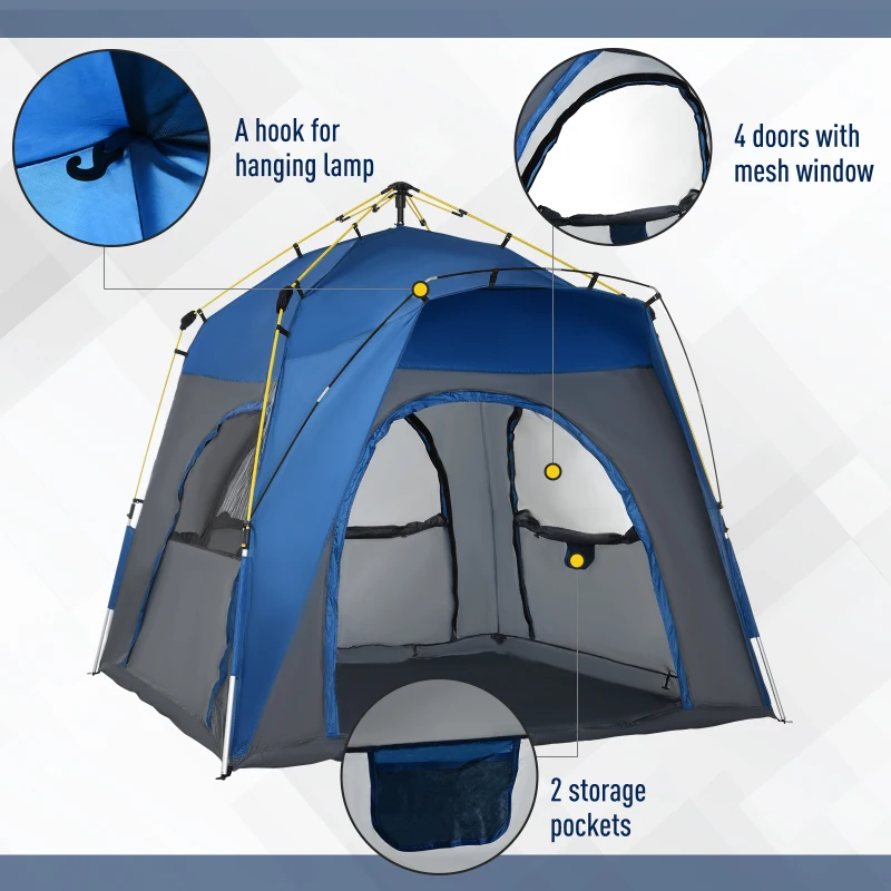 Outsunny Automatic Camping Tent 2 3 4 5 Person Backpacking Dome Shelter Portable