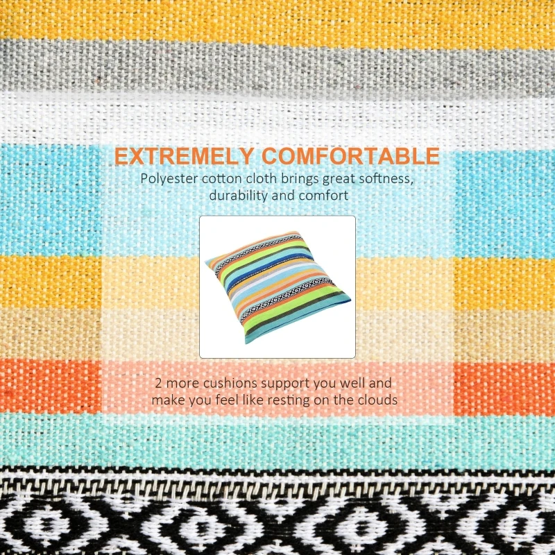 Outsunny Hammock Chair Swing Hanging Macrame Chair Cotton w/ Two Soft Seat Cushions, for Bedroom Indoor Outdoor Ideal Gift for Kids Lover Birthday Present Color Stripes