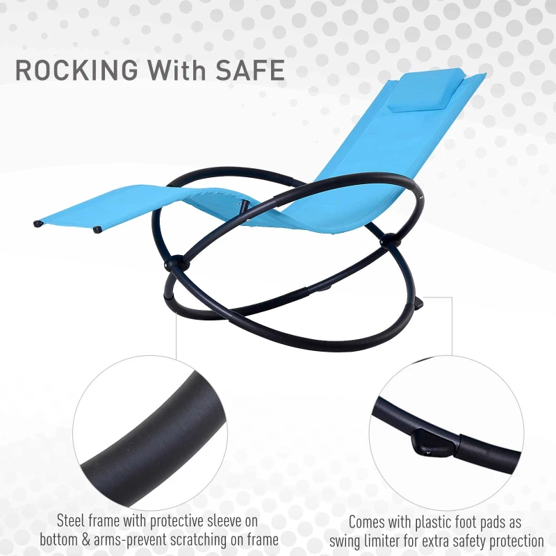 Outdoor Orbital Lounger Zero Gravity Patio Chaise Foldable Rocking Chair w/ Pillow