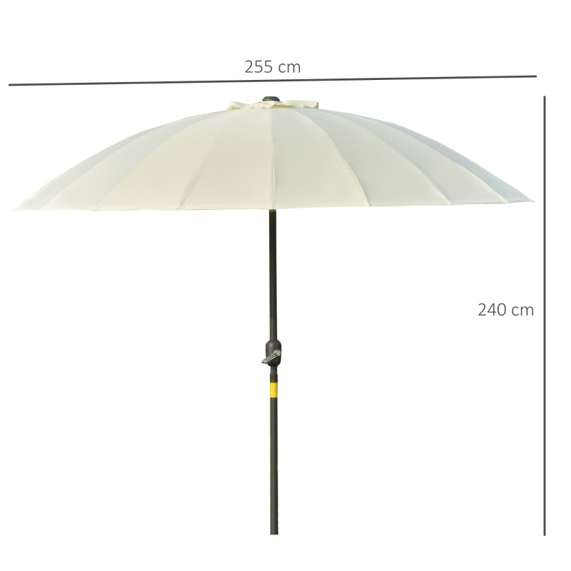 Outsunny Ф270cm Sun Umbrella Patio Umbrella Outdoor Market Table Umbrella with Push Button Tilt Crank and 18 Sturdy Ribs for Garden Lawn Backyard Pool