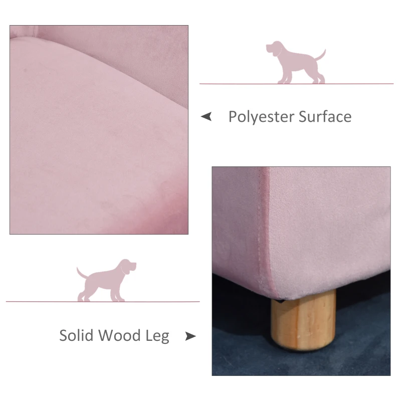 PawHut Lovely Modern Pet Sofa for Cat or Small-sized Dog with Triangular Ingot Back and Soft Cushion, Pink