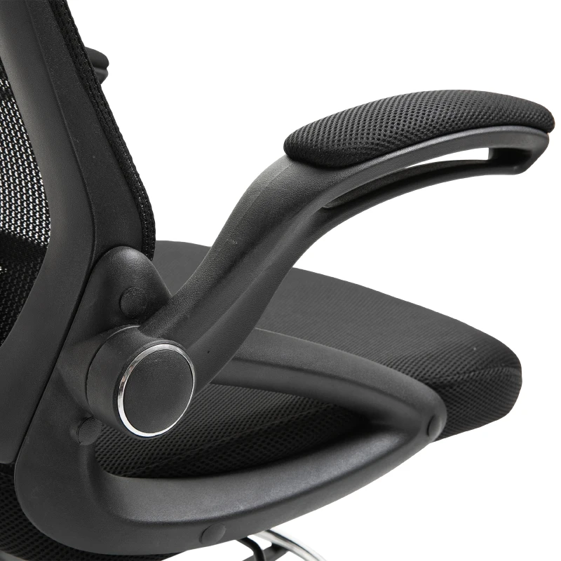 Vinsetto Adjustable Drafting Chair Tall Office Chair Ergonomic Mesh Back with Flip-up Armrest and Footrest, 360° Swivel, Black