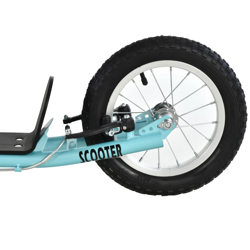 HOMCOM Teen Kids Stunt Scooter w/ Adjustable Handlebar, 16 Inch Rubber Tyres, Dual Brakes, Blue