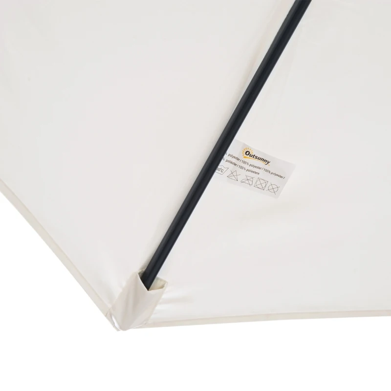 Outsunny 3(m) Round Parasol 8 Steel Ribs Construction Garden Outdoor Umbrella w Zink Alloy Crank & Tilt Function Cream