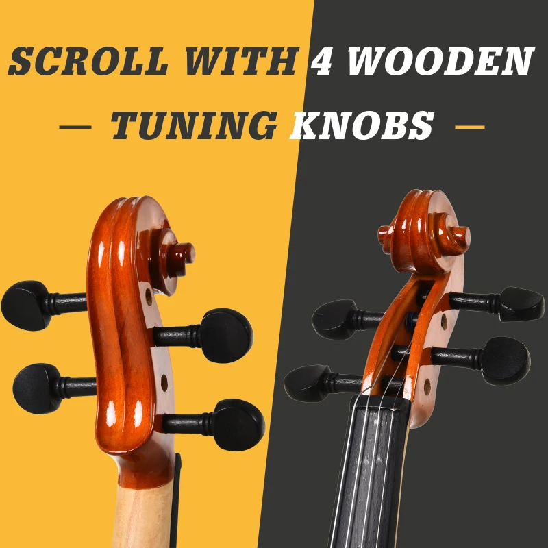 HOMCOM 4/4 Violin Maple Wood Full Set of Accessories Storage Box, Orange