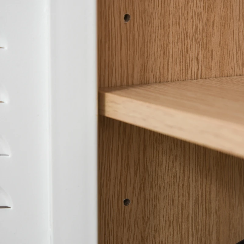 Vinsetto File Cabinet Metal and Wood Under Desk Lateral Filing Cabinet with Shelf Adjustable for Home & Office White and Natural Wood