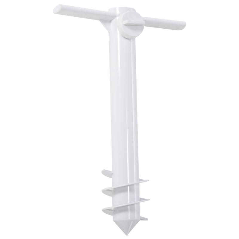 Outsunny Beach Umbrella Sand Anchor Stand Holder with 3-Tier Screw, One Size Fits All, White