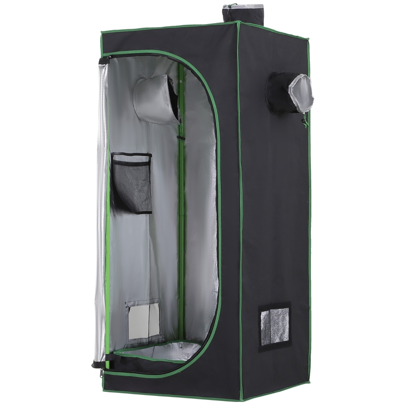 Outsunny Mylar Hydroponic Grow Tent with Adjustable Vents and Floor Tray for Indoor Plant Growing, 60 x 60 x 140cm