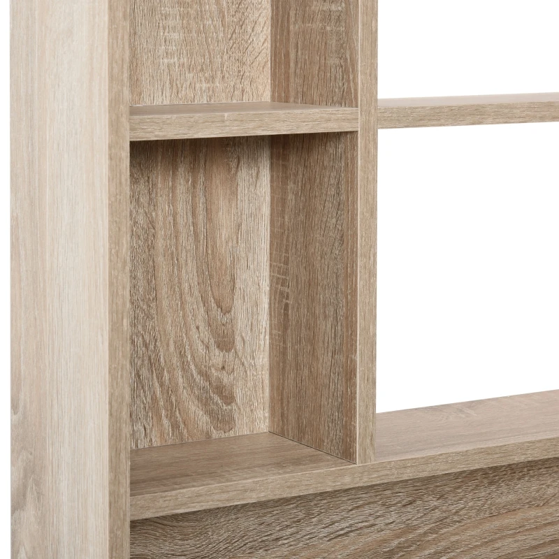 Kleankin Wall-Mounted Wooden Storage Bathroom Mirror Cabinet with Glass Door Adjustable Open Shelf Oak Grain