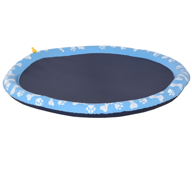 PawHut 150cm Splash Pad Sprinkler for Pets Dog Bath Pool Water Game Mat Toy Non-slip Outdoor Backyard Blue