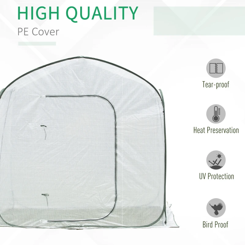 Outsunny 7' x 7' x 7' Pop Up Mini Greenhouse with Side Arc Door & Portable Zipper Bag for Plants Outdoor, PE Cover