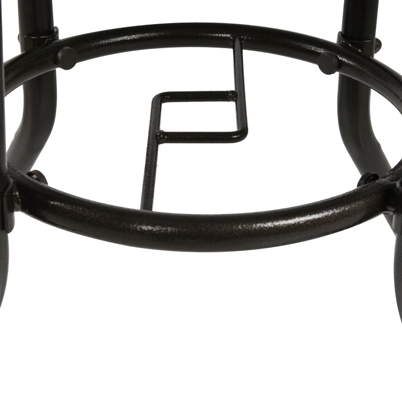 Outsunny Patio Rattan Round Table All Weather Outdoor Dining Wicker Table w/ Umbrella Hole for Garden Balcony Poolside Glass Top Brown