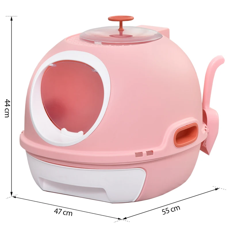 PawHut Cat Litter Box With Litter Scoop, Drawer-Type Easy To Clean, Skylight, Light And Easy To Move