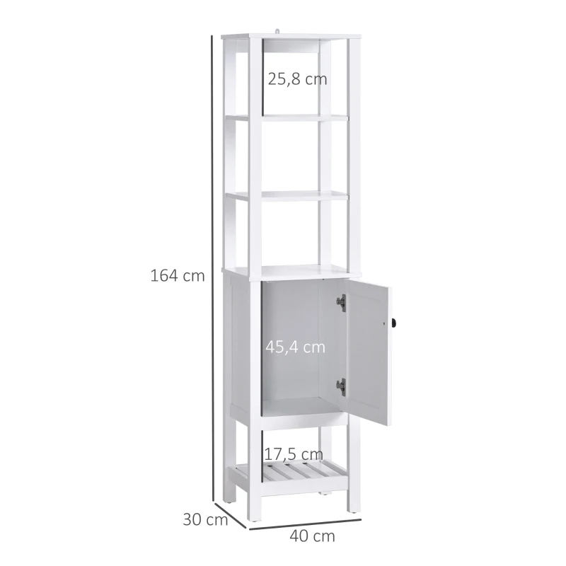 HOMCOM Freestanding Bathroom Tall Storage Cabinet Organizer Tower with Shelves & Compact Design, White