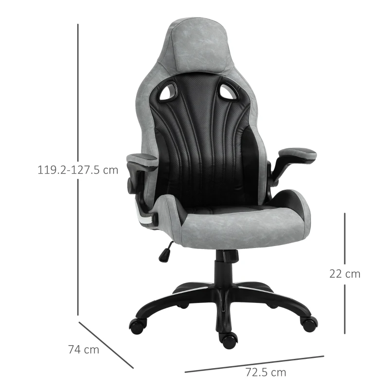 Vinsetto High-Back Gaming Office Chair Ergonomic Swivel Racing Computer Chair with Flip-up Armrests and Adjustable Height