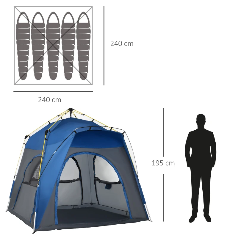 Outsunny Automatic Camping Tent 2 3 4 5 Person Backpacking Dome Shelter Portable