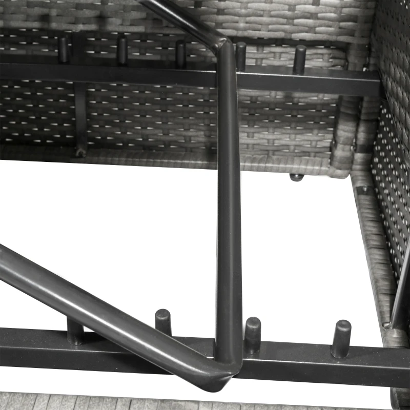 Outsunny 4 Piece Outdoor Rattan Wicker Sofa Set Adjustable Conopy & Coffee Table Sectional Patio Conversation Furniture Set w/ Cushions Grey