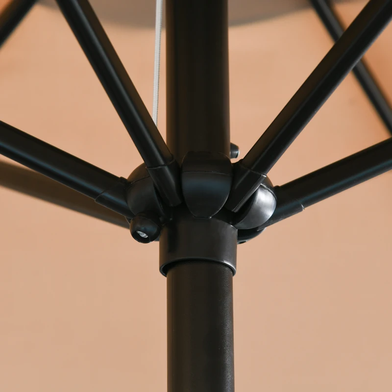 Outsunny Φ2.3m Patio Sun Umbrella Outdoor Market Table Parasol w/ Adjustable Angle 6 Ribs for Garden Backyard Pool Khaki