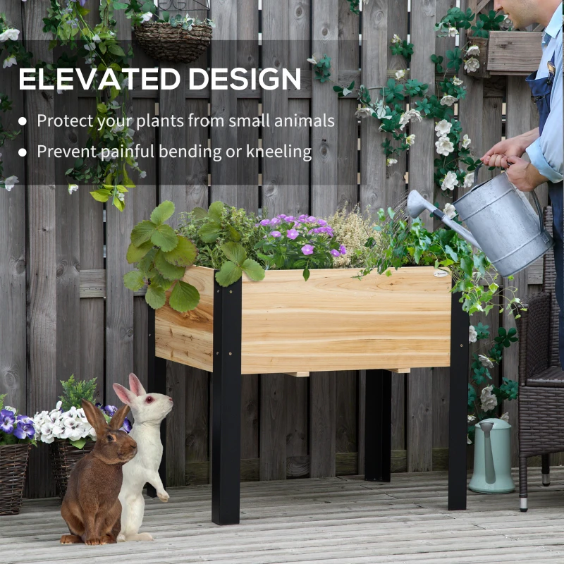 Outsunny Raised Garden Bed, Metal Frame Elevated Planter Box for Backyard, Patio to Grow Vegetables, Herbs, and Flowers, 80cmx60cmx74cm