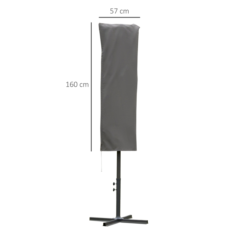Outsunny Cantilever Umbrella Cover Outdoor Parasol Protector Weatherproof Garden Patio with Rod, Zipper - Deep Grey