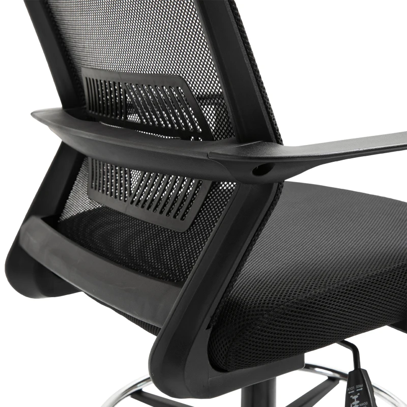 Vinsetto Drafting Chair Tall Office Chair Ergonomic Mesh Back with Adjustable Height and Footrest 360° Swivel, Black