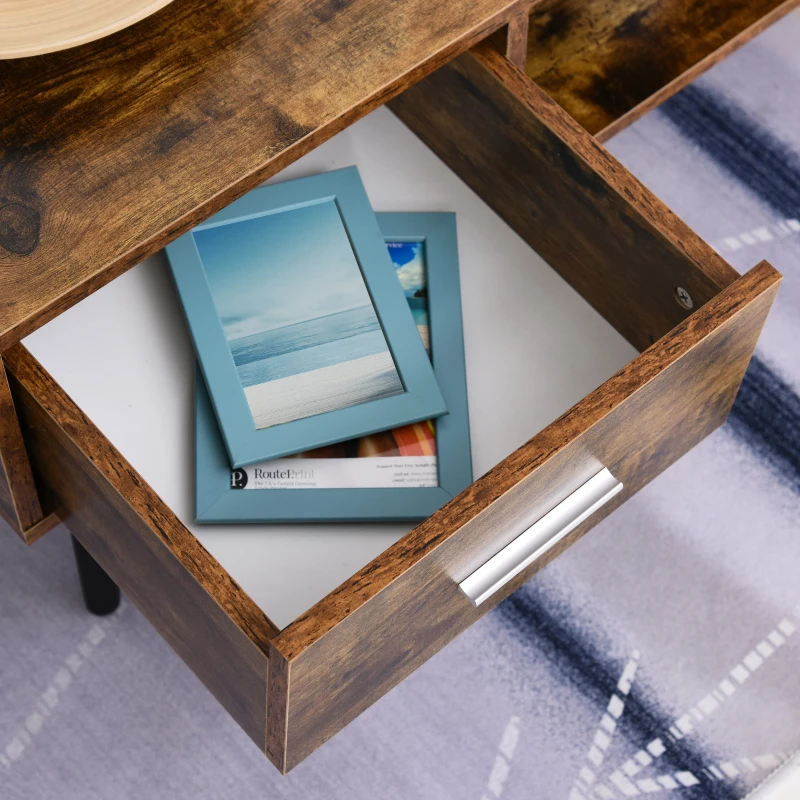 HOMCOM Mid-Century Modern Coffee Table Side Desk with 1 Drawer 1 Open Storage Shelf, for Living Room Bed Room