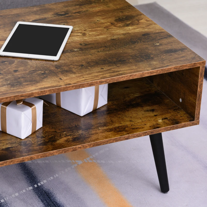 HOMCOM Mid-Century Modern Coffee Table Side Desk with 1 Drawer 1 Open Storage Shelf, for Living Room Bed Room