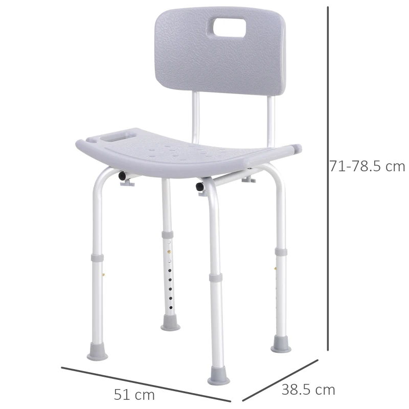 HOMCOM Shower Chair Bath Stool Bathtub Bench with Adjustable Seat Height Back Non-slip Feet for Elderly Pregnant Injured