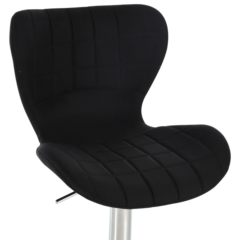 HOMCOM 2 Pieces Bar Stools Adjustable Height Dining Chair with/ Footrest for Home Pub, Black